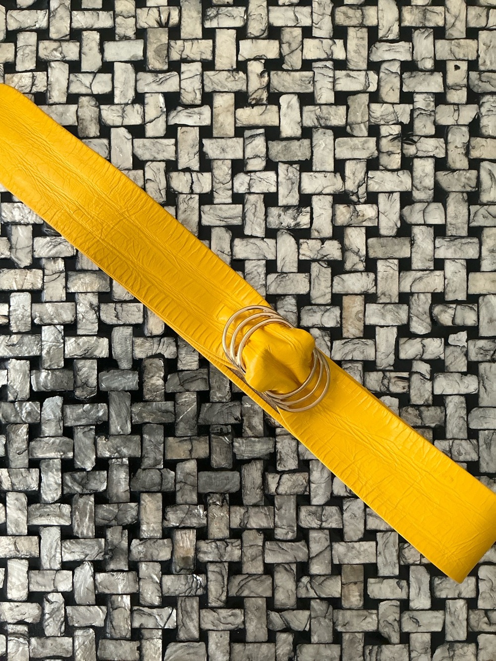 VINTAGE 80s 90s Yellow Leather Wrap Belt